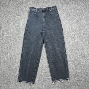 Rolla's Genie Super High Rise 80's Balloon Leg Jeans Black Cut Off  Size 26 0273